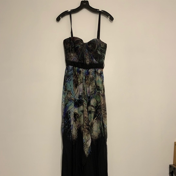 BLACK MULTI-COLORED ‘TAE’ PRINTED STRAPLESS GOWN - Picture 4 of 10